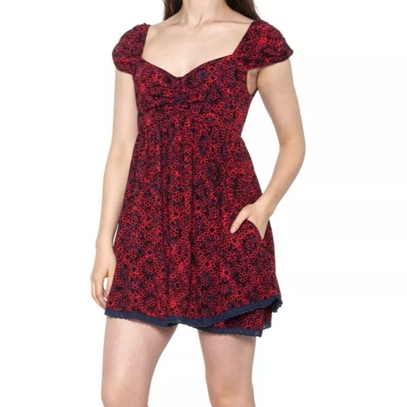 🌻🆕FREE PEOPLE Tabitha Mini Dress-Black Combo - Picture 8 of 16